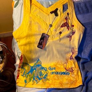 Custo Barcelona goldfish tank top nwt